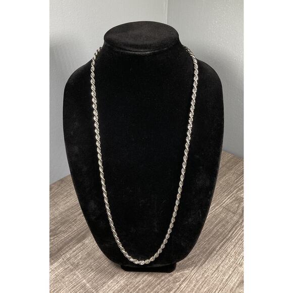 Vintage Monet Thick Rope Chain Necklace in Silver Tone 30” Inch Length Signed - Picture 5 of 8